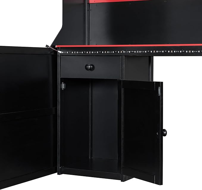Modern Gaming Loft Bed with Built-in Desk, LED Lighting & Charging Hub –Twin