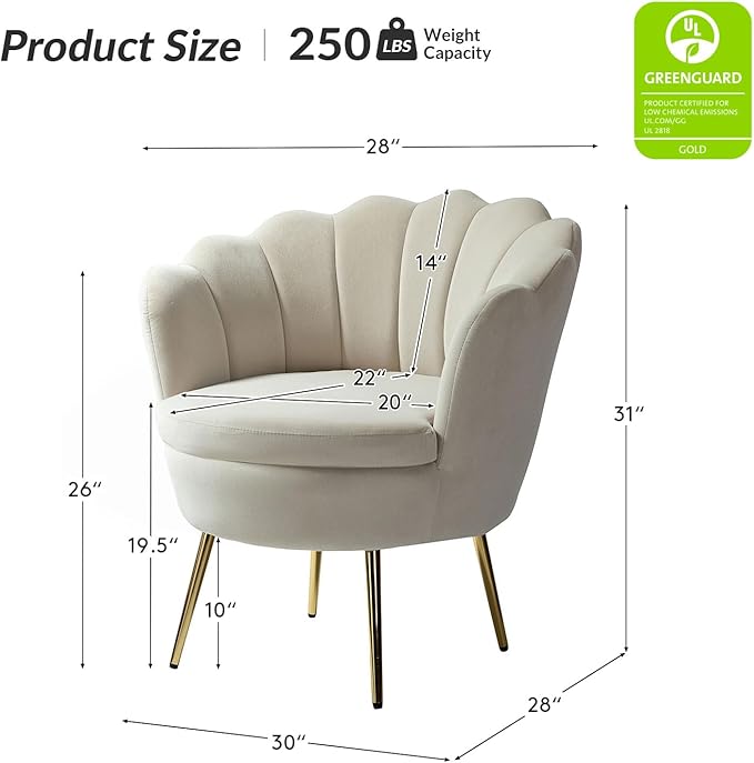 HULALA HOME Modern Velvet Accent Chairs Set of 2