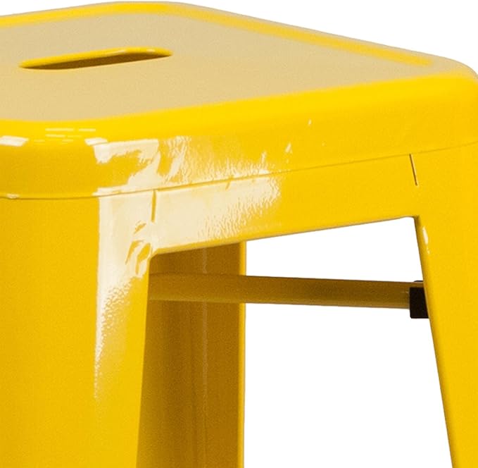 Flash Furniture Commercial Grade 30" High Backless Yellow Metal Indoor-Outdoor