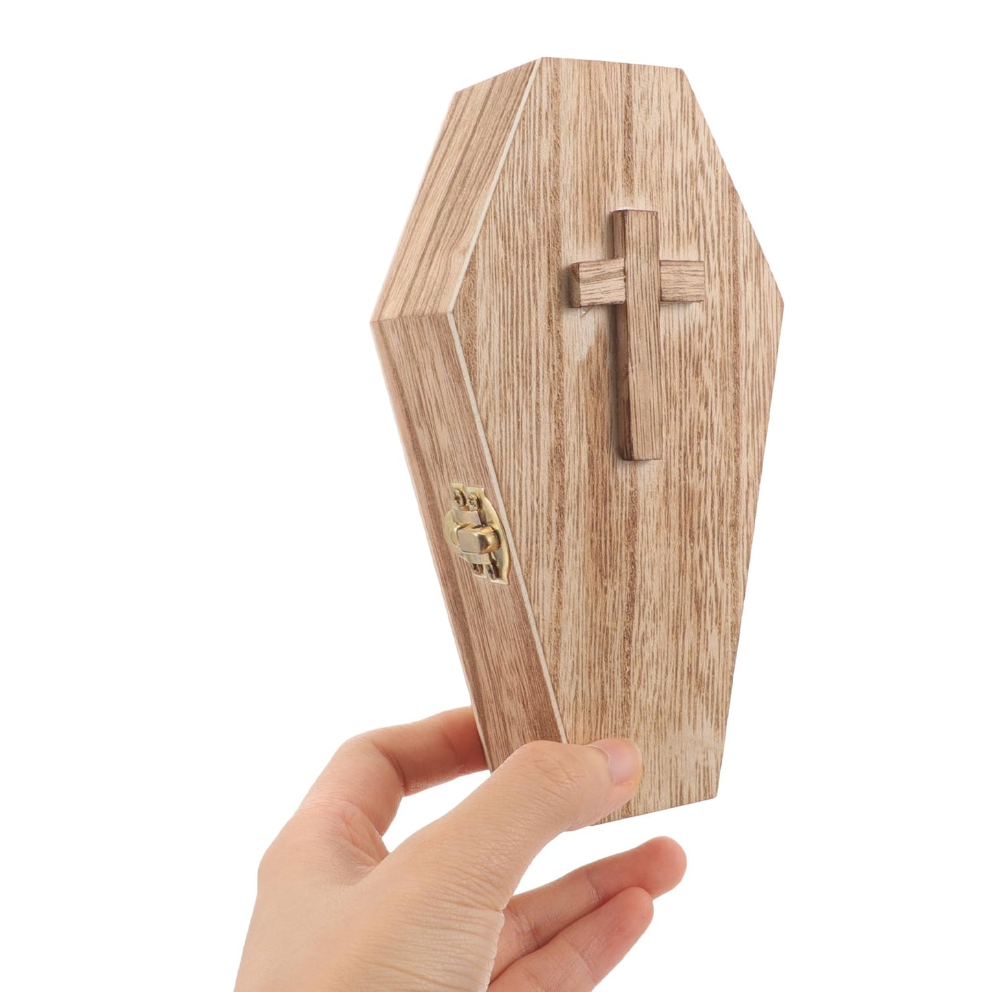 balacoo Mini Wooden Coffin Box 7in Unfinished Pine – Creepy Halloween Decor & Pet Keepsake Casket for Gothic Jewelry Display, Spooky Party Favor Tray, Cosplay Prop
