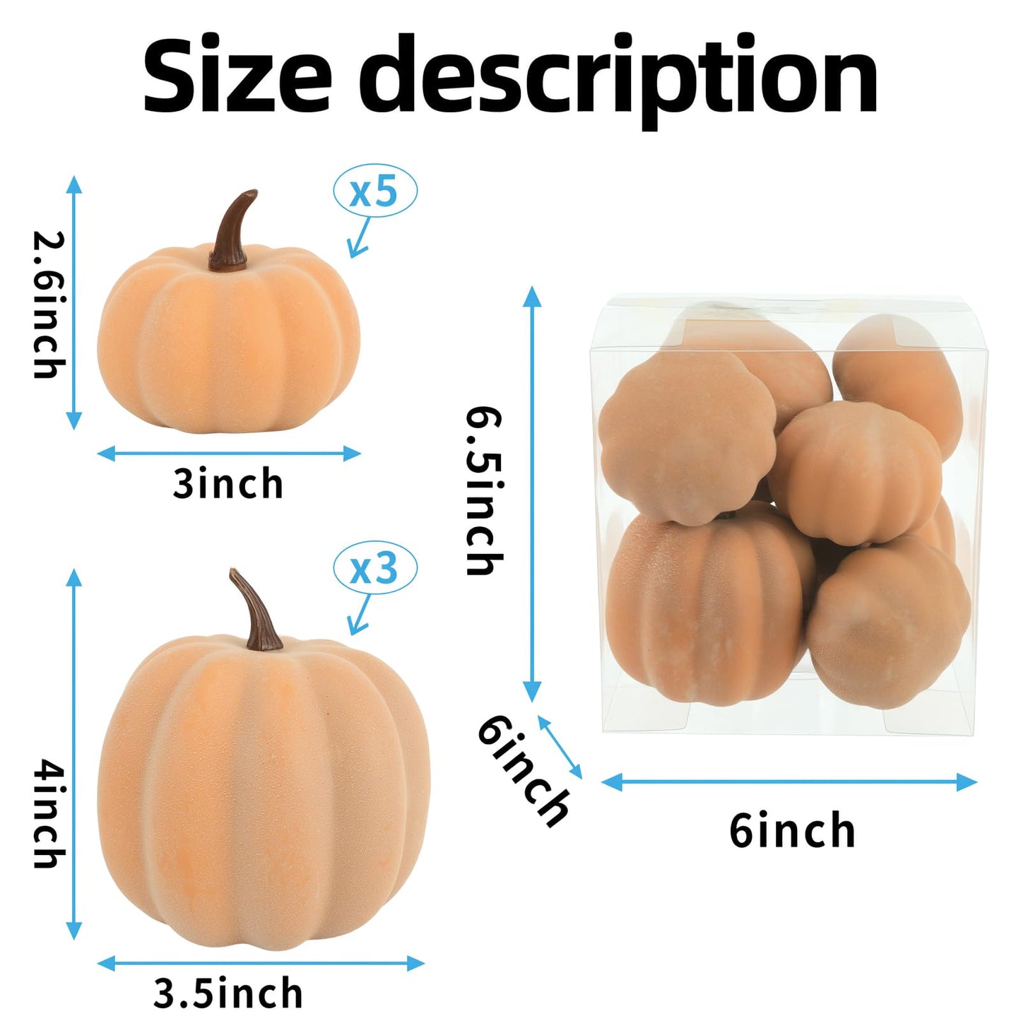 Ghrdopy Fake Pumpkins, 8 Pcs Orange Artificial Pumpkins, Plastic Pumpkins for Thanksgiving Party Table Centerpiece Autumn Home Decoration-C