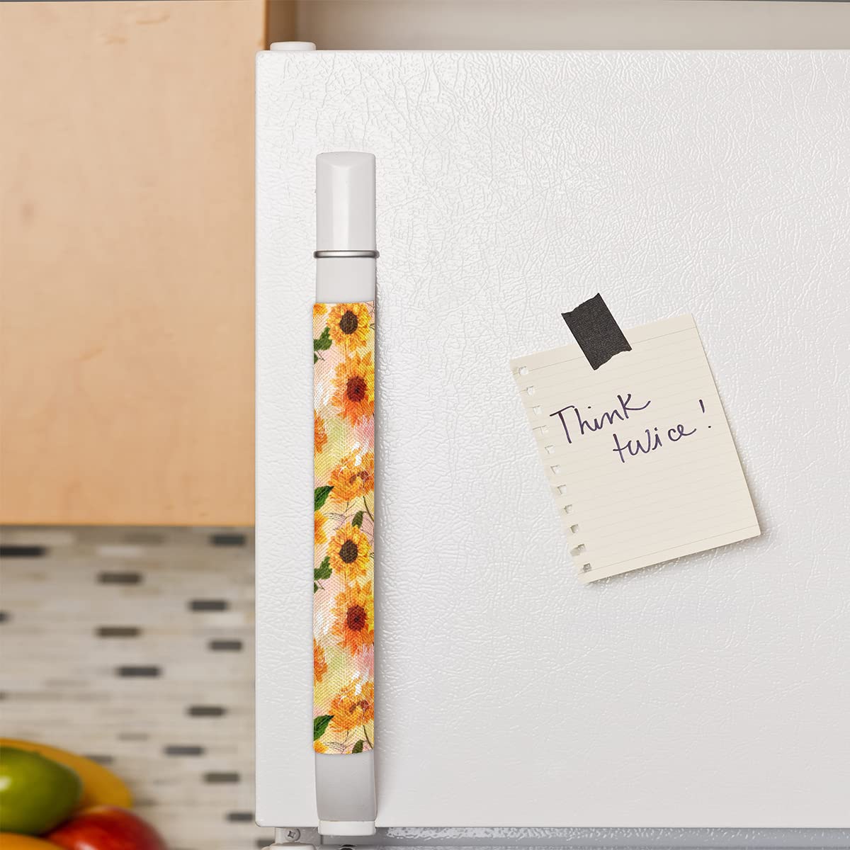 Pardick Refrigerator Door Handle Covers Set of 2 Sunflower Flower Floral Washable Fridge Dishwasher Mocrowave Oven Door Decor Protector Handle Cover Keep Your Kitchen Appliance Clean from Food Stains