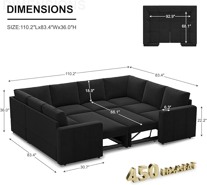 Belffin Modular Sectional Sleeper Sofa Bed