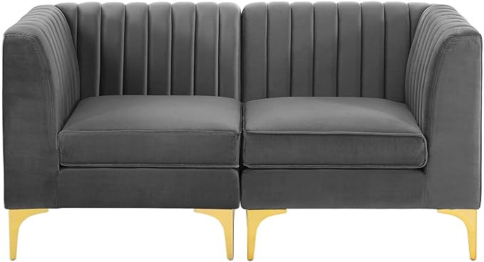 Modway EEI-4346-GRY Triumph Channel Tufted Performance Velvet Loveseat