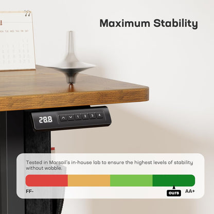 Marsail Electric Standing Desk Adjustable Height Home Office Desks 55"x28" with Storage Bag,Sit Stand up Desks for Study,Writing,Work Computer 4 Memory Preset with Headphone Hook