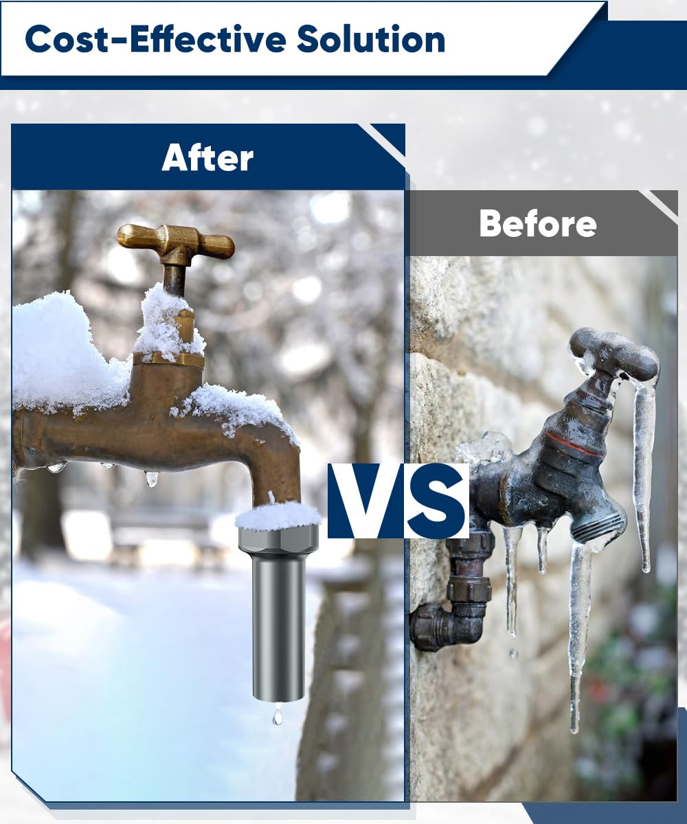 Mokeyder Outdoor Faucet Freeze Protection Valve, Freeze Proof Faucet Cover for Winter, Frost Proof Auto Temperature Control for Garden, Lawn & Yard Spigot, Grey, 1 Pack