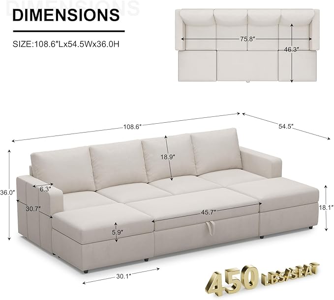 Belffin Modular Sectional Sleeper Sofa Bed