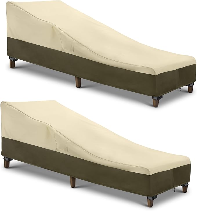 SunPatio Chaise Lounge Cover Outdoor Waterproof, Heavy Duty 2 Pack Patio Lounge