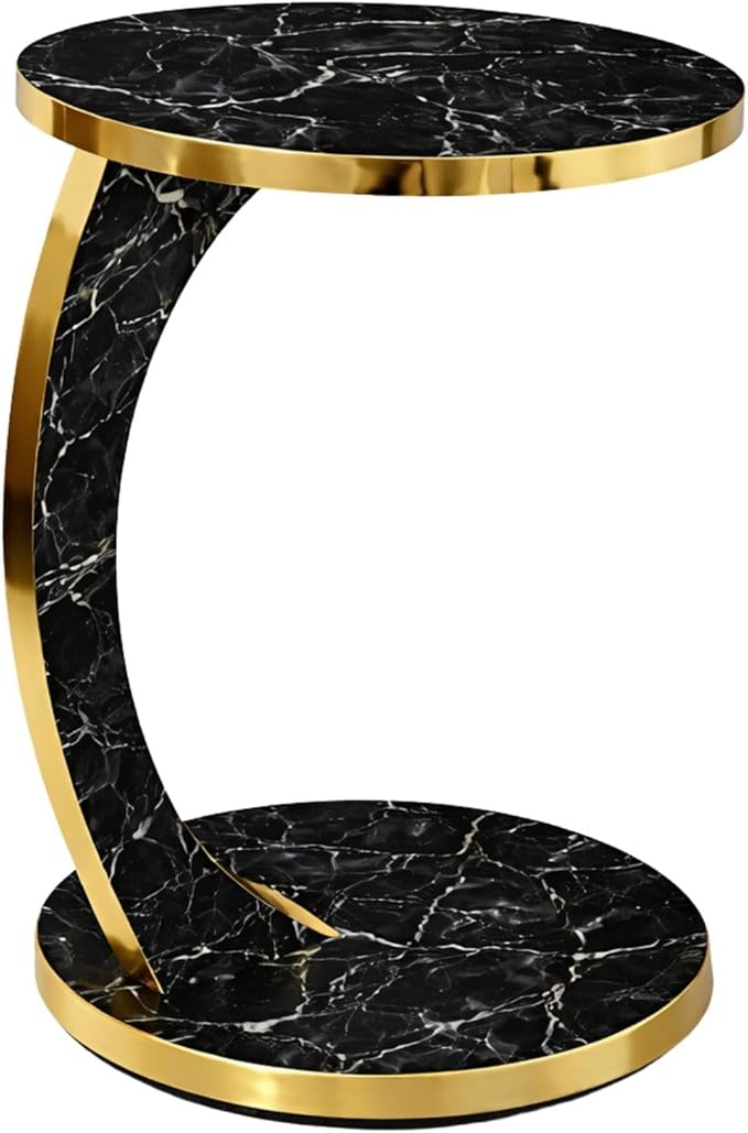 Luxury C Shaped Golden Effect Side Table