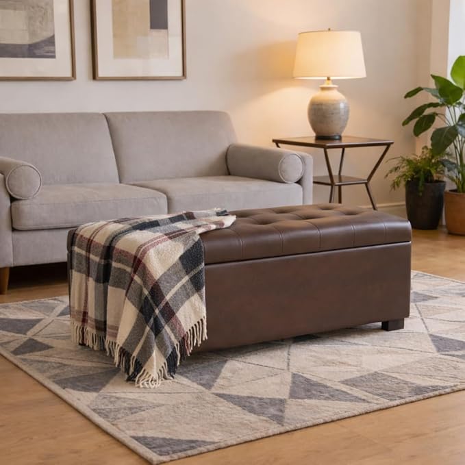 HomePop Large Tufted Storage Bench