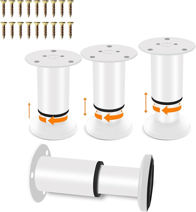 4 Pcs Adjustable Height Furniture Bed Support Legs 3.15-4.72 inch, Metal