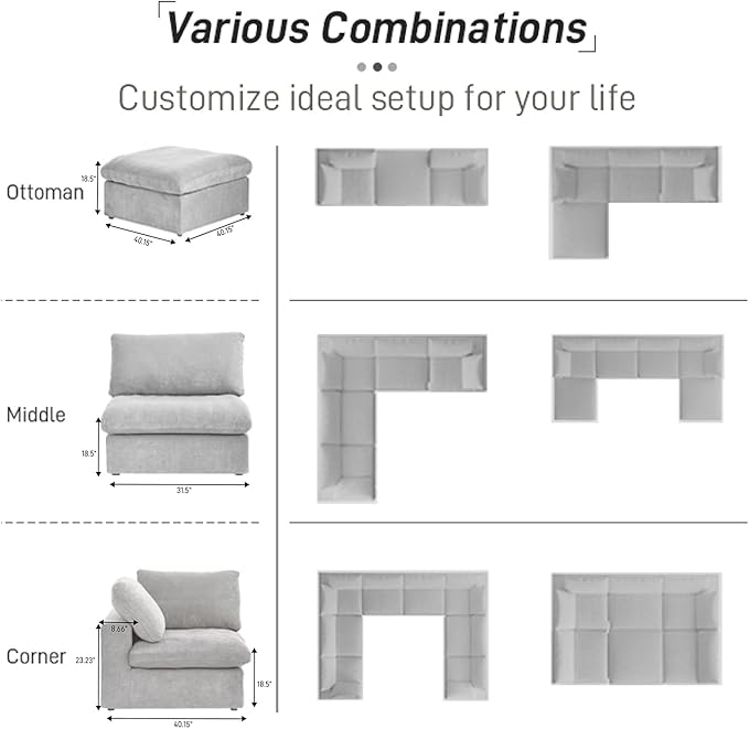 Cloud Modular Sectional Sofa Couch, 80.3" Convertible Couches Lovesofa
