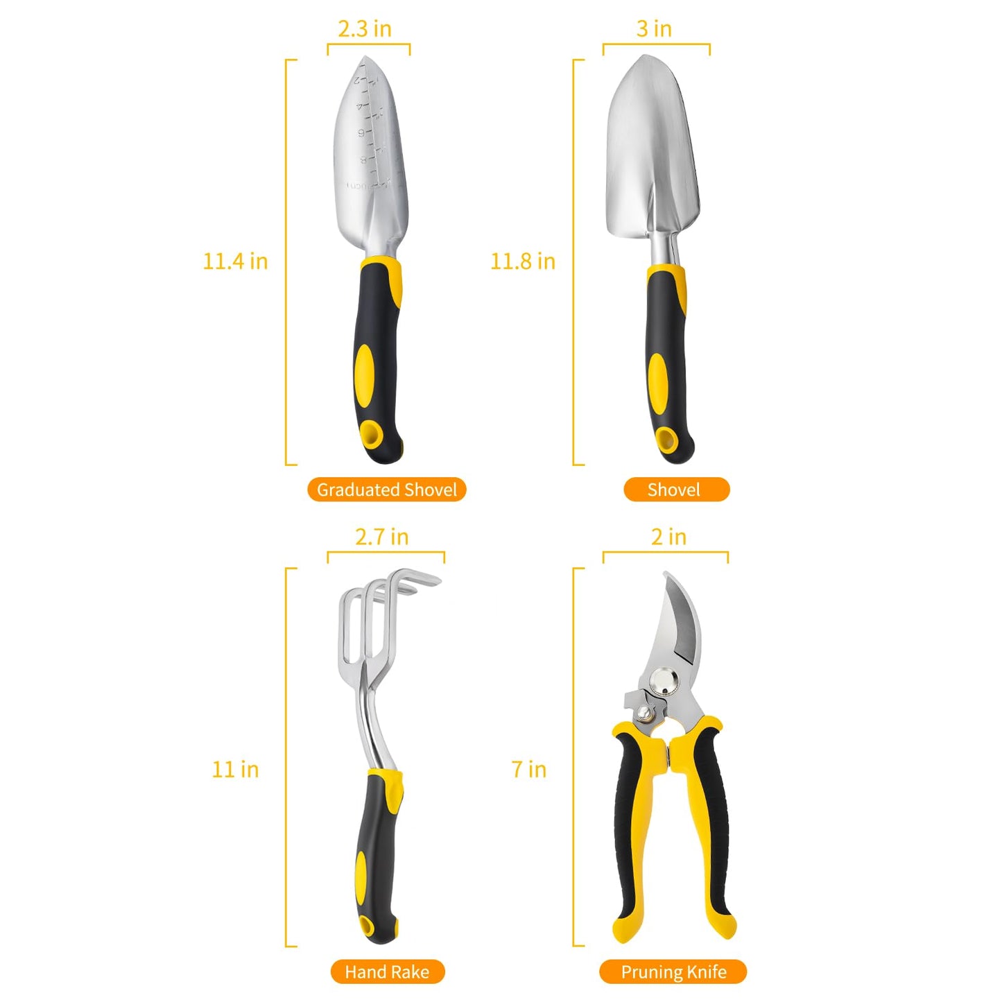 FrutPunch Garden Tool Set 4-Piece,Heavy Duty Aluminum Gardening Tools,Rust-Proof Gardening Hand Tools,with Non-Slip Ergonomic Handle,The Ideal Gift for Garden Enthusiasts.