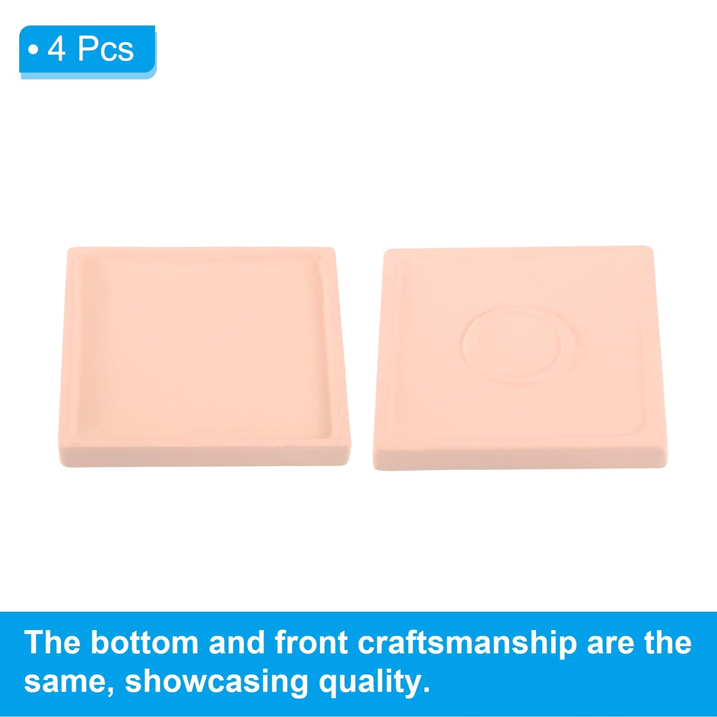PATIKIL 5 Inch Plant Pot Saucers, 4 Pack Ceramic Square Plant Saucer Tray Flower Planter Drip Tray for Indoors Outdoors Patio Balcony, Pink
