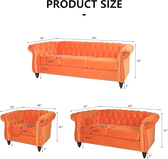 Mid-Century 3 Seater Sofa, Velvet Couch