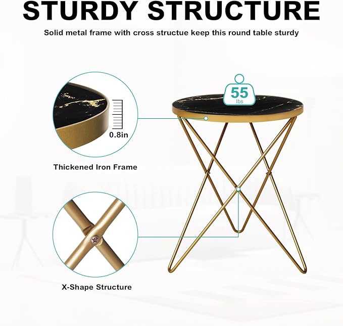 HLR Modern Round Side Table Set of 2, End Table