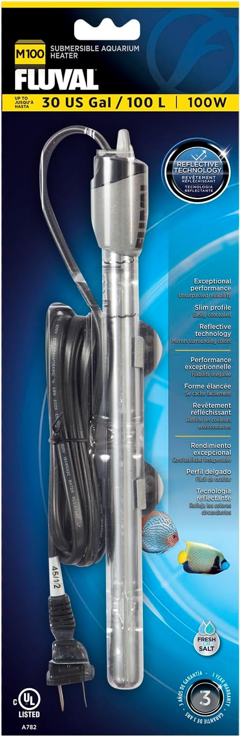 Fluval M 100-Watt Submersible Aquarium Heater – Compact, High-Performance, Reliable Heating For Fresh & Saltwater Tanks
