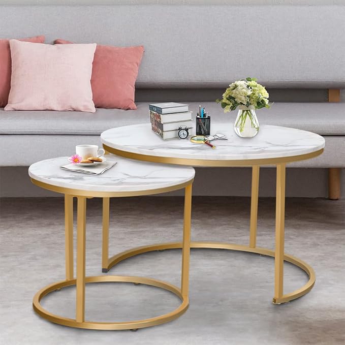 Garden 4 you Nesting Coffee Table Faux White Marble