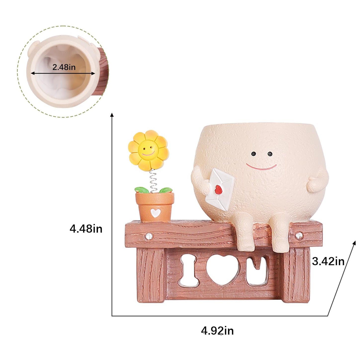 Smiley Face Planter Pots Cute Plant Pot for Plants, Funny Swing Sunflower Pots Succulents Live Planters Gift Idea for Mother Lover Christmas