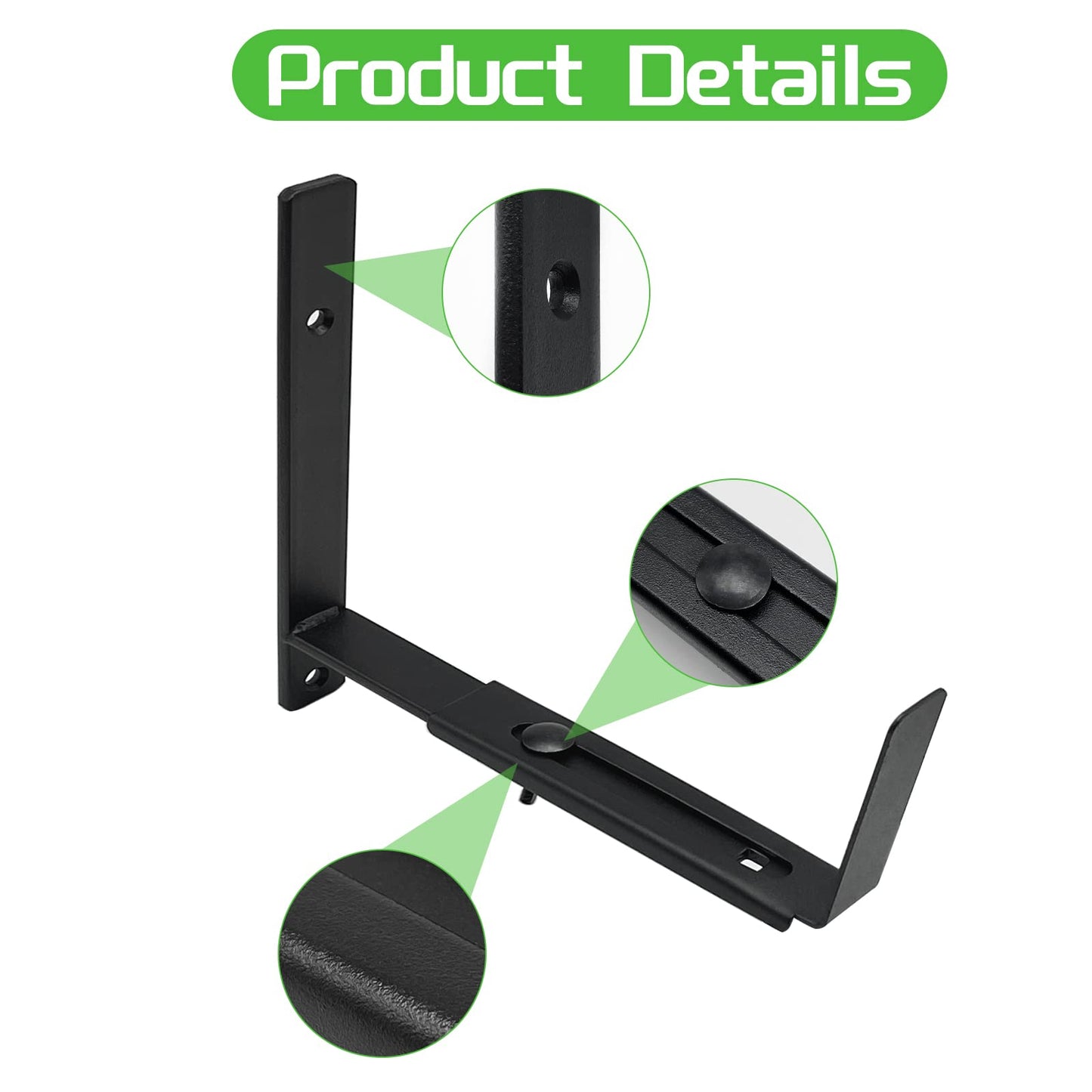 Pusonor Adjustable Window Box Bracket 4 Pack, Heavy Duty Planter Box Bracket Flower Box Holder Wall Mount Suitable for Planter Boxes 6 inches to 12 inches Deep