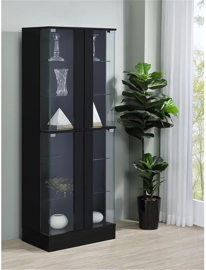 Pemberly Row Wood Curio Cabinet, 63.75" H x 24" W x 14.25" D, MDF and Glass