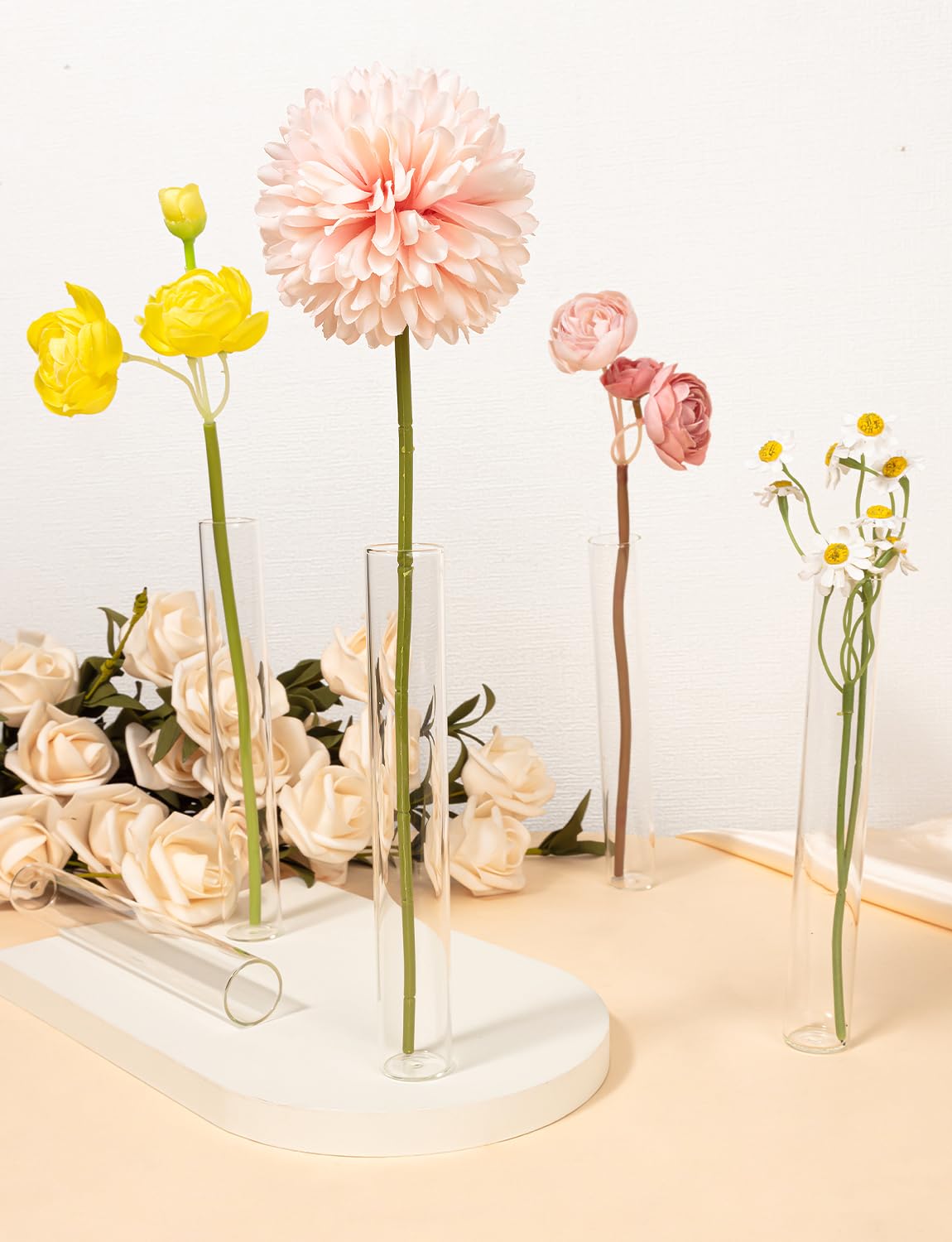 16 Tube Glass Plant Propagation Stations Clear Glass Test Tubes Tiered Planters Accessories for Home Office Plant Hanger Flower Vases Wall Decor Hydroponic Cuttings Clear Vases