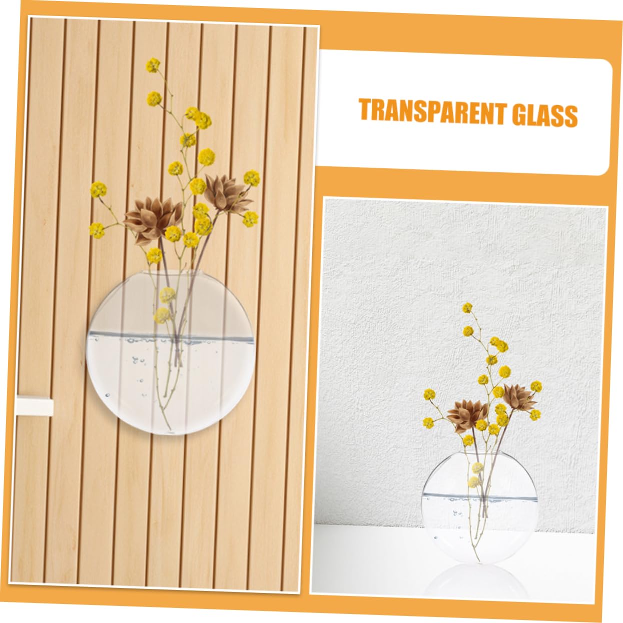 Healifty 2pcs Glass Wall Decor Wall Hanging Plant Vase Hydroponic Plant Terrarium Easy Care Container for Home