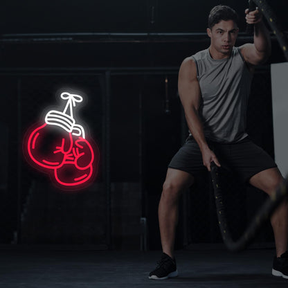 Boxing Gloves Neon Signs for Wall Decor, Home Gym Decor, Bedroom, Garage Gym,Man Cave, Workout Room, Fitness Center, Sports Club, Men's Wall Decor, 15.7"x11.8"