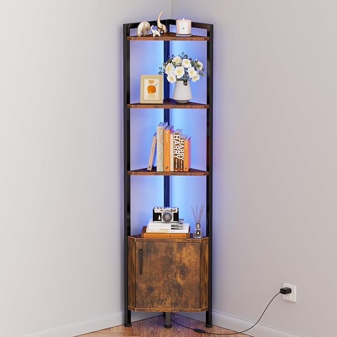 Furnulem Corner Shelf, 5-Tier Corner Cabinet