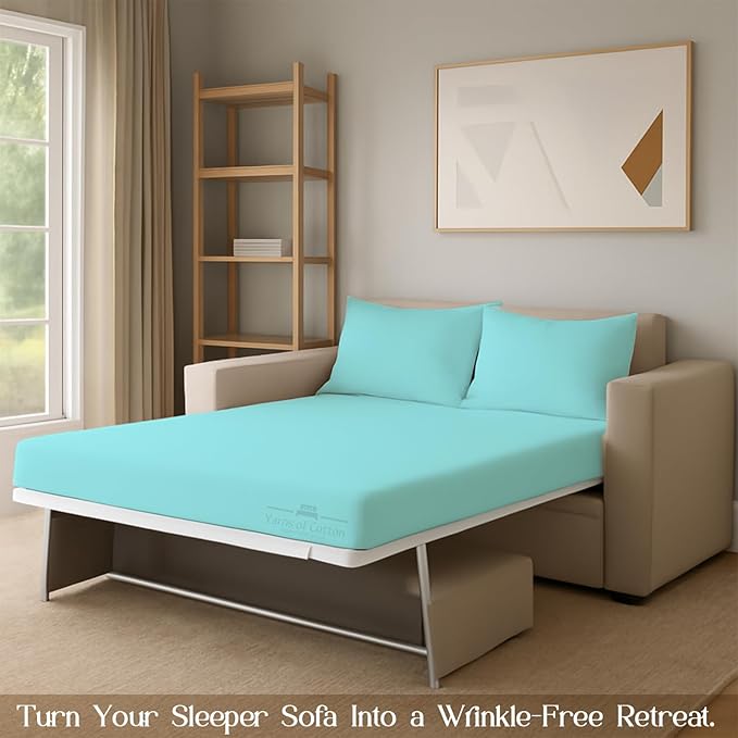 Sleeper Sofa Bed Sheet, 100% Cotton 400 Thread Count, 4 Piece Set, Deep Pocket