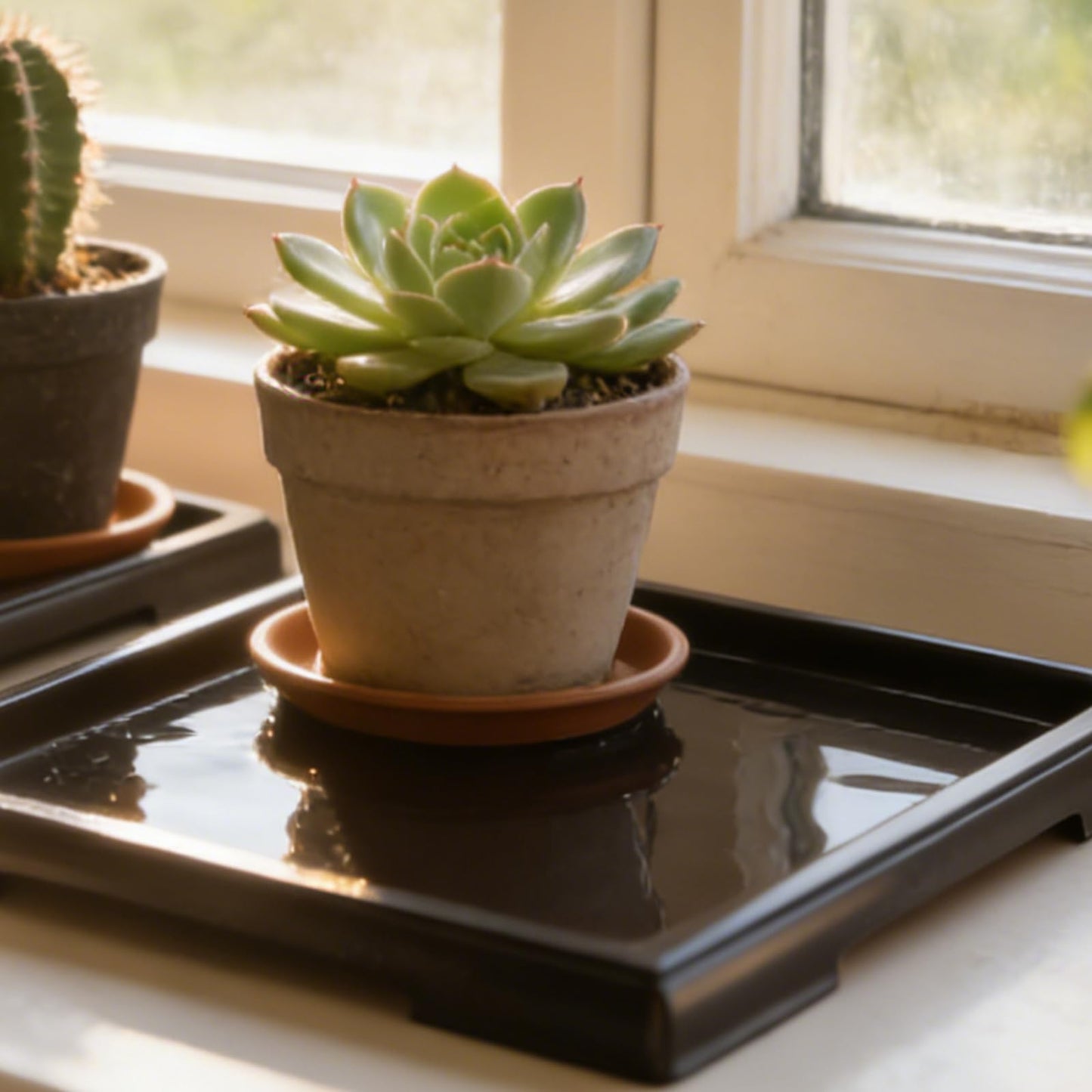 MUKLEI 8 Pack Plastic Bonsai Humidity Drip Trays, Rectangular Plant Water Catcher Tray, Humidity Tray for Indoor Plants, Bonsai Tree, Succulents, Cactus, Black(11.4 x 8.5 Inch)
