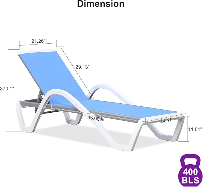 PURPLE LEAF Patio Chaise Lounge Chair