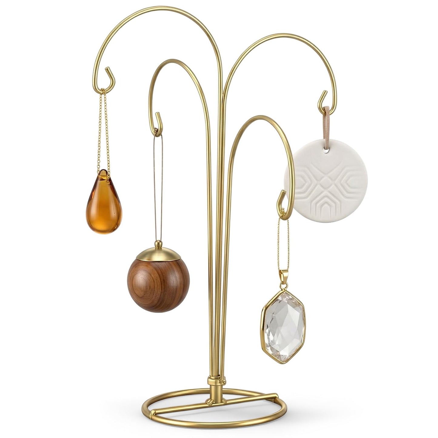 Otoolling 4 Arms Ornament Display Stand Holder 12 Inch Christmas Hanger Hook Dog Cat Glass Ball Bauble for Christmas Wedding Home Office Decoration (Gold)