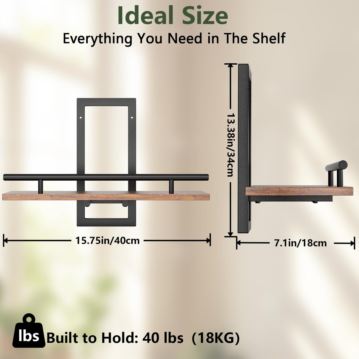 Sbosbo Floating Shelves for Wall, Plant Shelf Indoor, Wall Planters for Indoor Floating Plant Shelves for Bedroom, Living Room, Kitchen, Office, Bathroom Decor (2 Pack) (Black 02, 2)