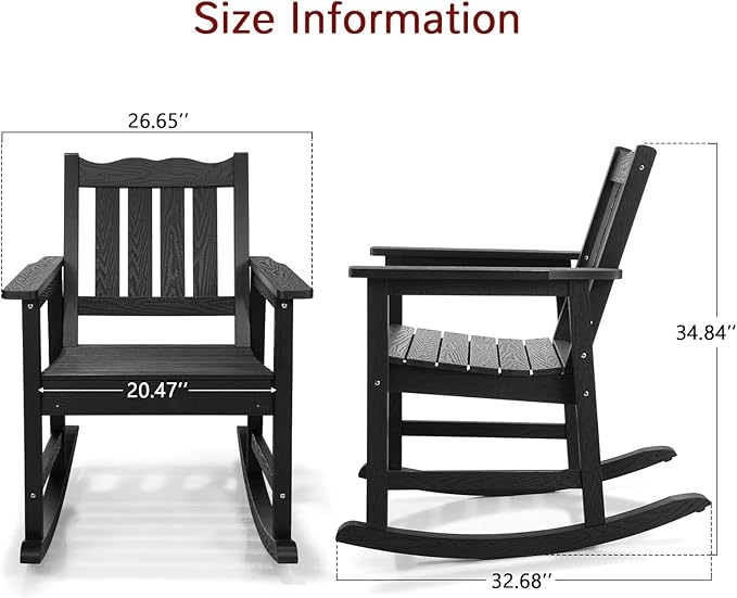 Stoog Low Back Patio Rocking Chair – Heavy Duty 400 lbs Capacity Outdoor Rocker