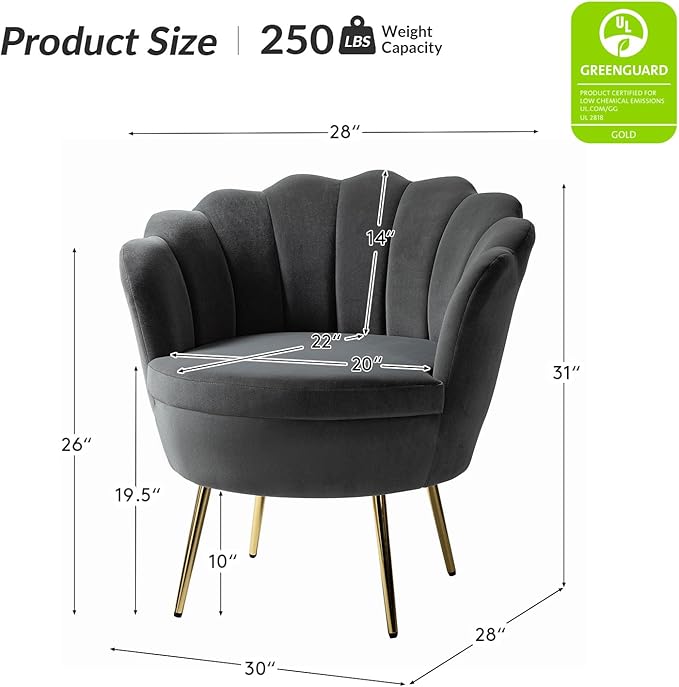 HULALA HOME Modern Velvet Accent Chair