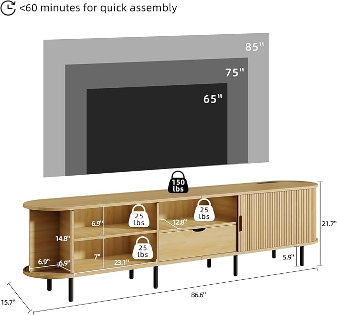 86.6" Mid-Century TV Stand