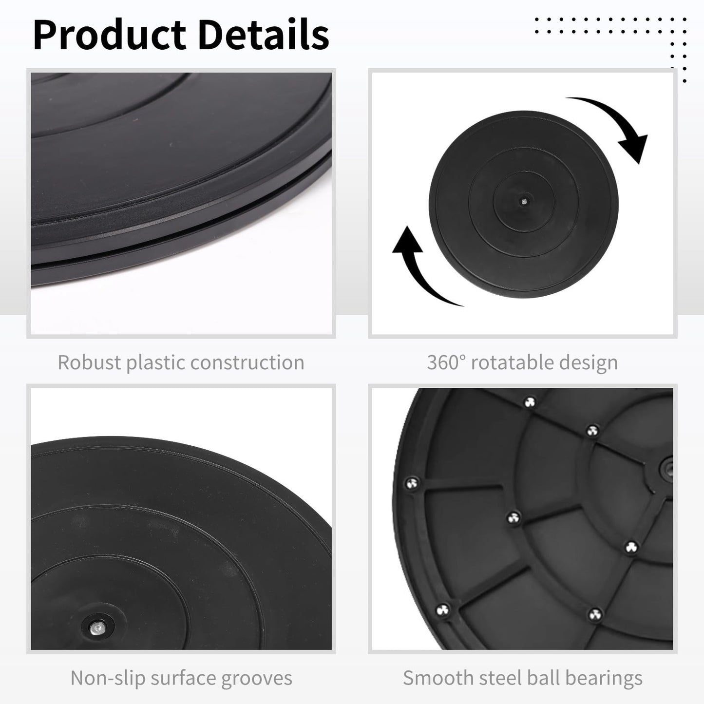 Sacolin Swivel Bases, Plastic Heavy Duty, 16 Turntable, Rotating 2 Pcs Lazy Susans, Steel Ball Bearings with Stands, Arts for Double-Sided Rotating Flat Stands, Monitor, Crafts, Tv