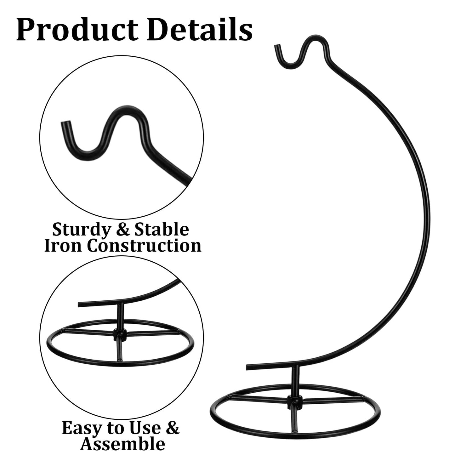 xozeooeu 10 Pack Ornament Display Stands, 10.8" Height Metal Hanger Holder for Air Plants, Terrariums, Glass Globes, Crystal Balls - Christmas Wedding Home Office Decor (Black)