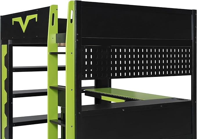 Full Size Gaming Loft Bed with Integrated Desk & RGB LED Lights, Pro-Gamer Bunk