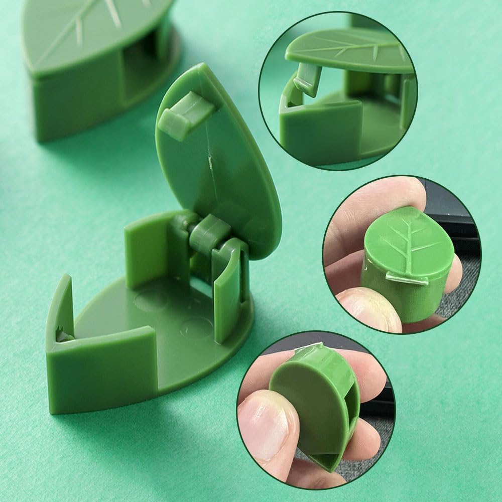 Plant Climbing Wall Fixture Clips with 100 Acrylic Adhesive Stickers, 2024 New Mini Leaf Clips Plant Support Clips, Self-Adhesive Invisible Wall Vines Fixing Clips Hook Plant Vine Traction (100 PCS)