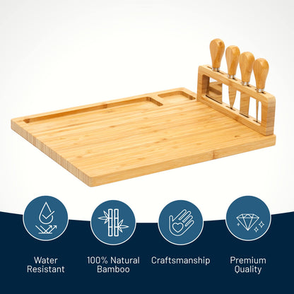 RoyalHouse Bamboo Cheese Board and Charcuterie Boards Set & Serving Tray for Meat, and Wine - Birthday Gifts for Women, Wedding Gift for Couples 2025, Bridal Shower, Housewarming Gift New Home