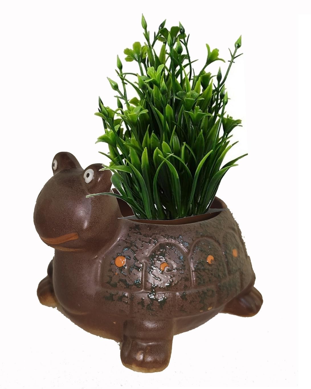 zmgmsmh Ceramic Succulent Plant Pot with Drainage Hole Animal Shaped Flower Pot Container Planter for Home Office Desk Garden (Brown Tortoise)