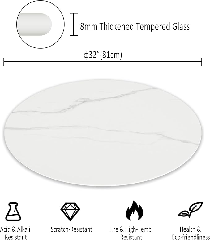 32 Inch Round Tempered Glass Coffee Table Top