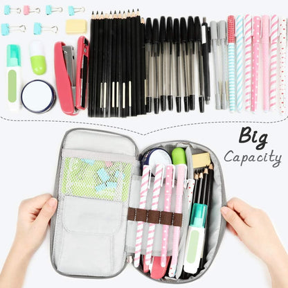 Homecube Pencil Case Large Capacity Storage Oxford Cloth Bag Pouch Marker Stationery Organizer Holder with Zipper for School & Office - 9.06x4.72x2.56 inches Purple