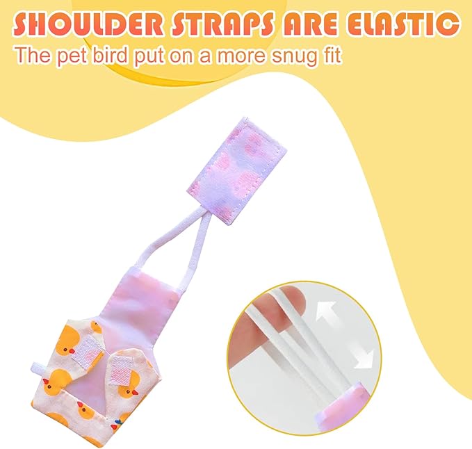 6 Pcs Bird Diapers FAURAPMNG Parrot Nappy Flight Suit Reusable Cockatiel Clothes with Elastic Back Rope Waterproof Inner Layer Washable Diaper Pants for Parakeets, Budgies, Mini Macaws, Quaker Parrots