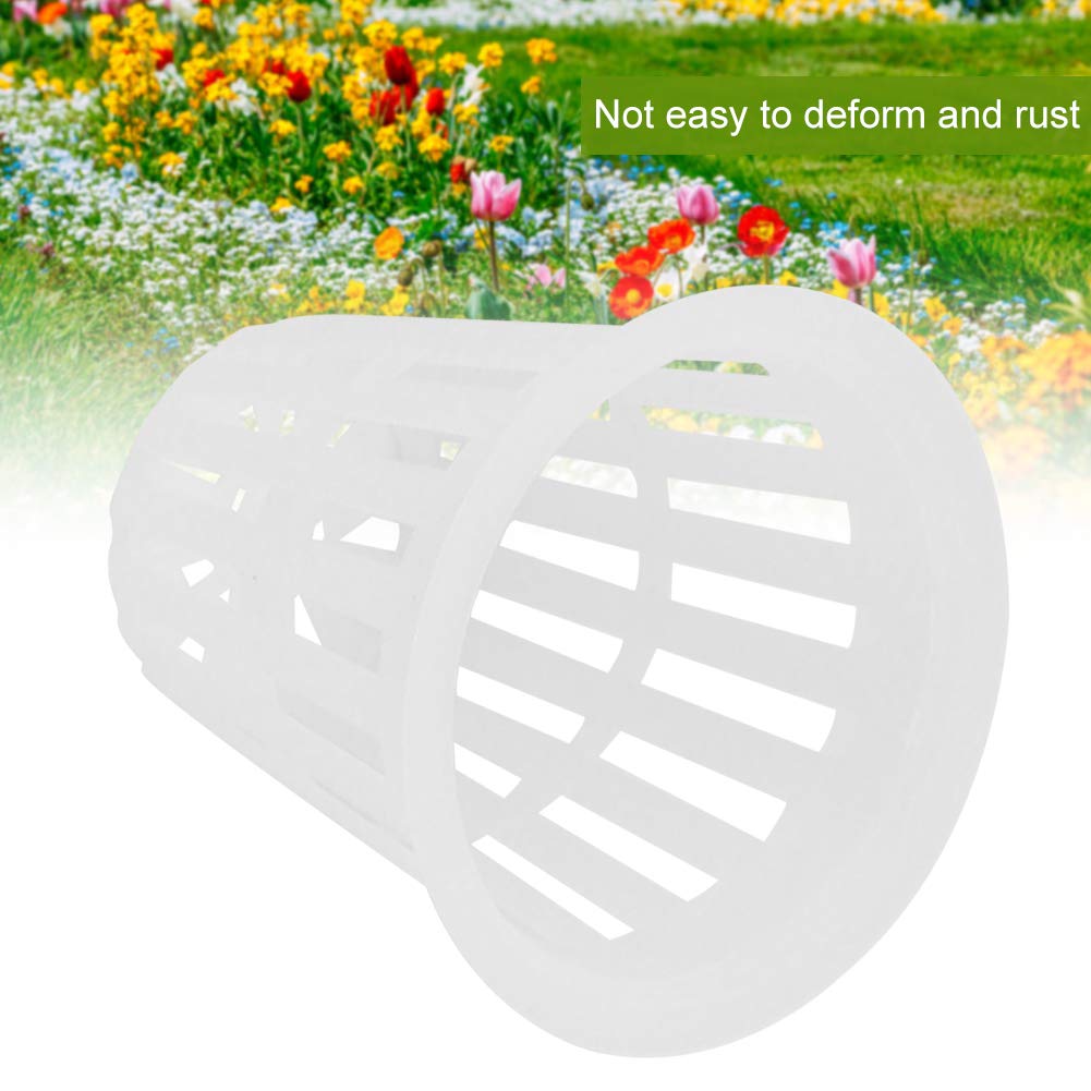 EBTOOLS 10pcs/Set 2 Inch Hydroponic Basket Cup, Durable Safe Plastic Hydroponic Slotted Mesh Cups Round Garden Net Pots for Garden Hydroponics Containers Balcony Planting (White)