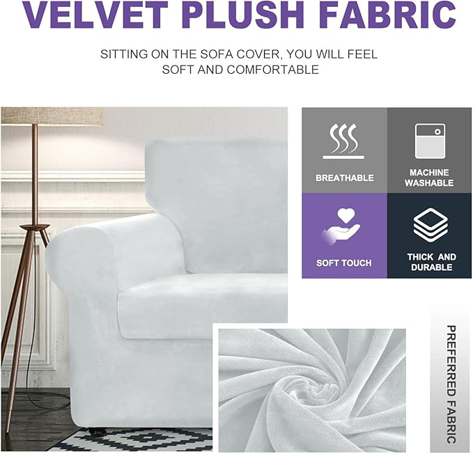 ZNSAYOTX Luxury Velvet Chair Slipcovers