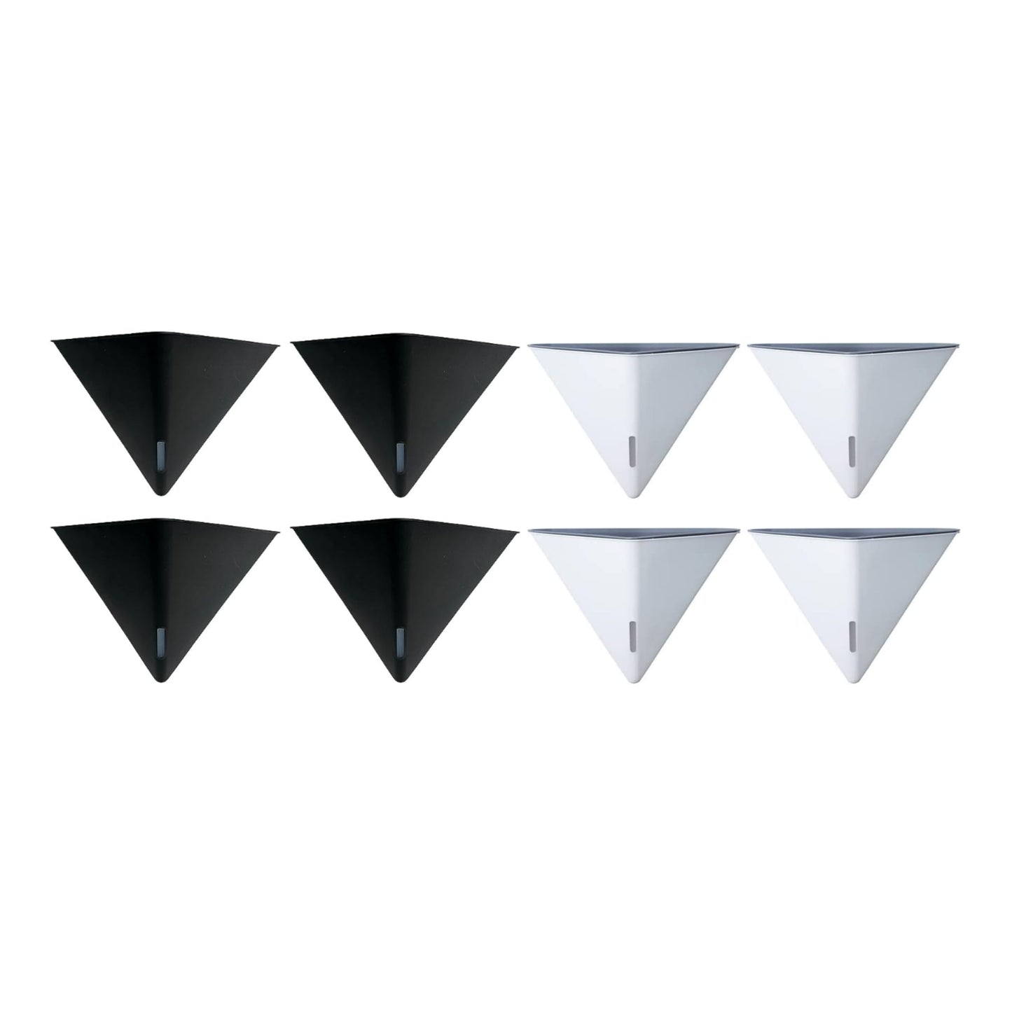 LaLaGreen Bundle - 12" x 4 Pack Black + 12" x 4 Pack White Large Self Watering Geometric Hanging Flower Vase Vessel with Metal Hanger, Modern Stylish Wall Mounted Succulent Pot Holder Decor