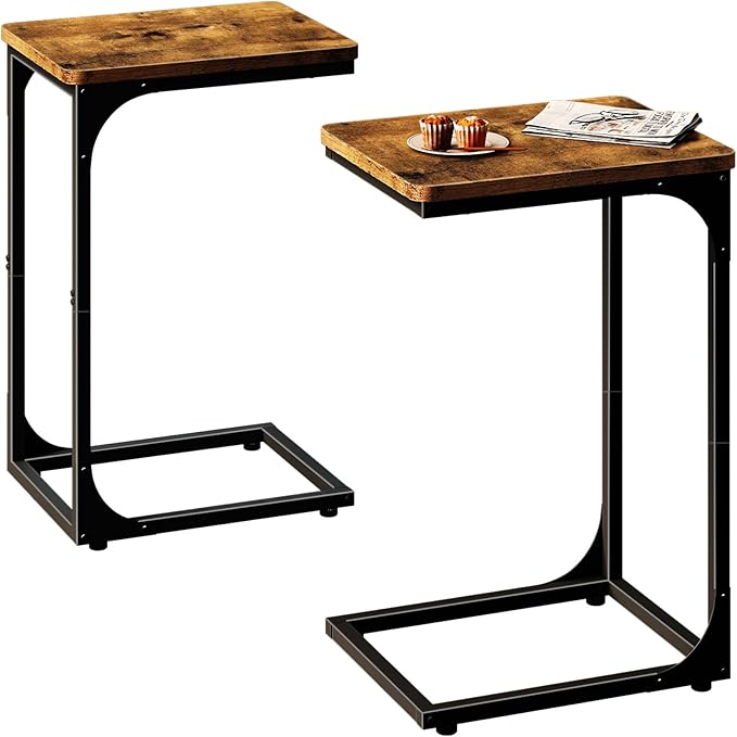 QEEIG C Table Side Table Set of 2 Living Room Sets C Shaped Couch Tray End